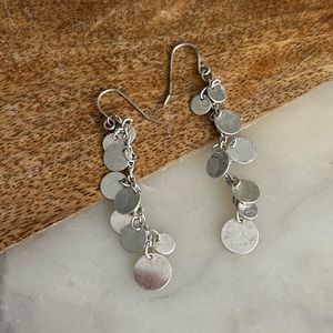 Silver discs dangle earrings